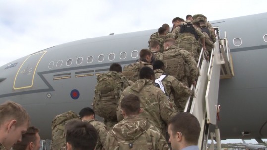 UK Troops from 5 Rifles set off from RAF Brize Norton 