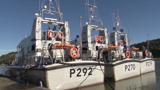 Royal Navy P2000 patrol boats at the Gota canal in Sweden