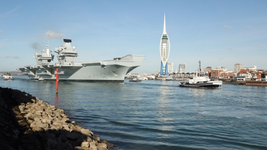 HMS Queen Elizabeth sailed from Portsmouth naval base