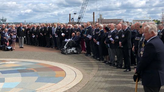 Falklands War veterans gathered in Gosport for remembrance service and parade 290522 CREDIT BFBS
