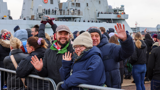 Families of HMS Duncans ship's company awaiting the ships arrival (Picture: Royal Navy)