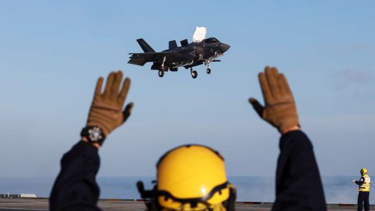 Fast jets onboard HMS Queen Elizabeth during Carrier Strike Group deployment