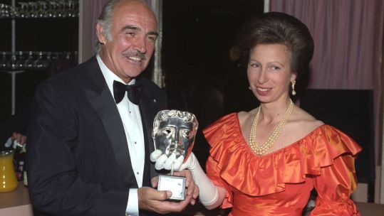 File photo of the Princess Royal presenting the special Bafta silver mask 'Tribute Award' to Sean Connery at the Odeon in Leicester Square, London. 071090 CREDIT PA .jpg 