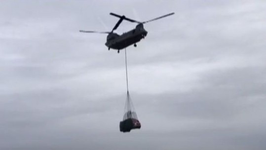 Fire Truck Airlifted By Chinook