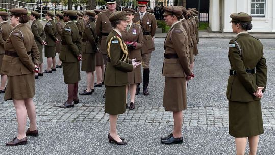 First Aid Nursing Yeomanry (FANY) Coronation Medal The Princess Royal Wellington Barracks 300424 CREDIT BRITISH ARMY