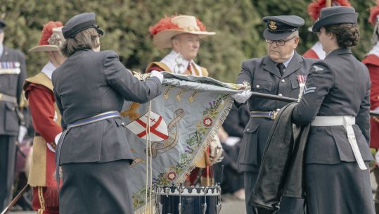 First RAF Standard of HM The King’s reign was presented to 600 (City of London) Sqn 26062023 CREDIT RAF