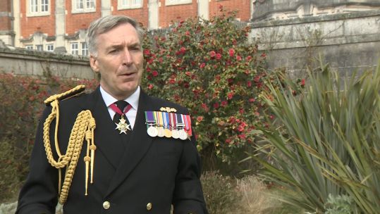 First Sea Lord Tony Radakin Paying tribute to Prince Philip 12042021 CREDIT BFBS