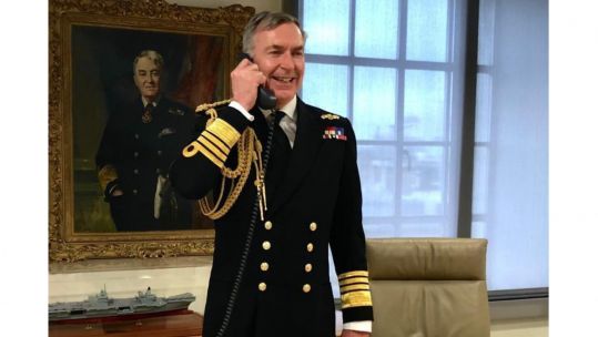 First Sea Lord Tony Radakin held a telephone audience with the Queen to provide updates on Royal Navy operations and the wellbeing of personnel during the COVID-19 pandemic