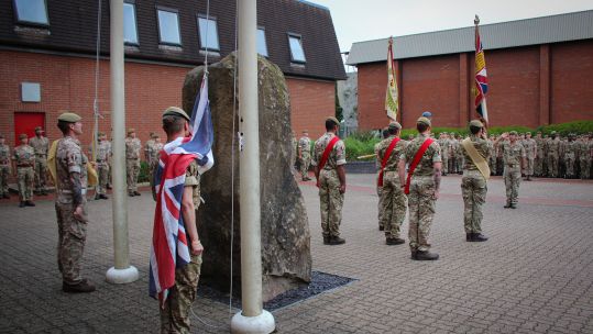 Flag lowered for final time at weeton barracks for 2 mercian 01082022 credit MOD