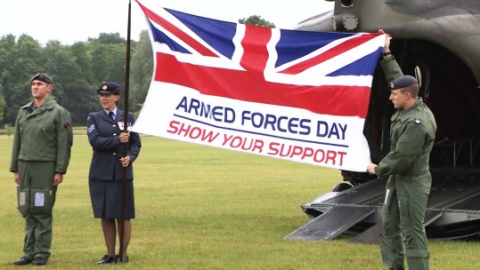 Armed Forces Day Flag Arrives In Guildford By Chinook