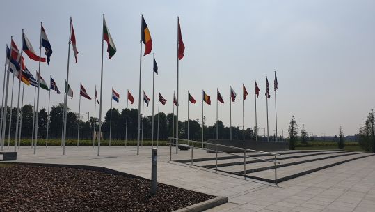 Flags at NATO HQ headquarters Brussels 