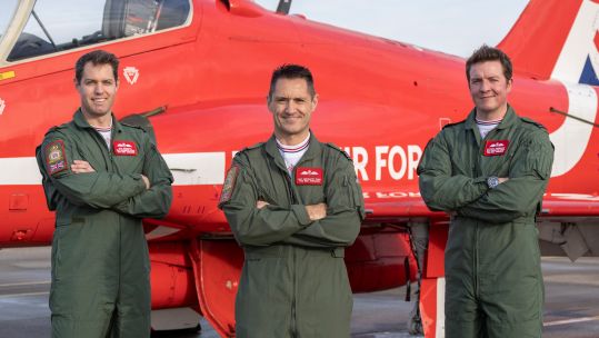 Flight Lieutenant Stuart Roberts, Squadron Leader Graeme Muscat and Flight Lieutenant Patrick Kershaw - new Red Arrows pilots