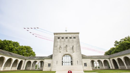 Fly past by aircraft from the Battle of Britain Memorial Flight from RAF Coningsby in Lincolnshire. Taken 8th May as part of the Runnymede virtual memorial service. (Credit: Mike Drewett.)