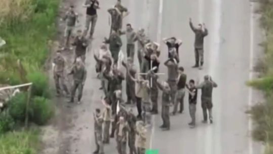Footage of Russian Troops surrendering on social media