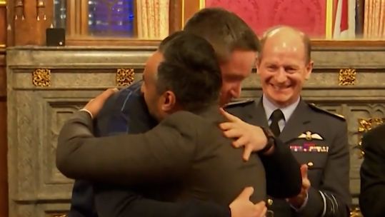 Former RAF Sergeant Pete Lauder gifted specialised wheelchair at Speaker's event in Parliament CREDIT BFBS