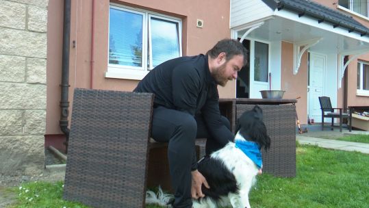 Former soldier Michael and companion dog Titch.