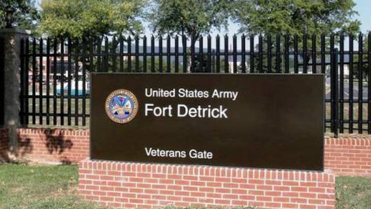 Fort Detrick US Army gate 210420 CREDIT USAG Public Affairs.jpg 