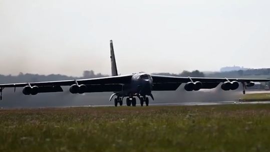 Four US Air Force B-52 Stratofortress bombers have begun flying missions in support of Bomber Task Force (Picture: RAF Fairford) 