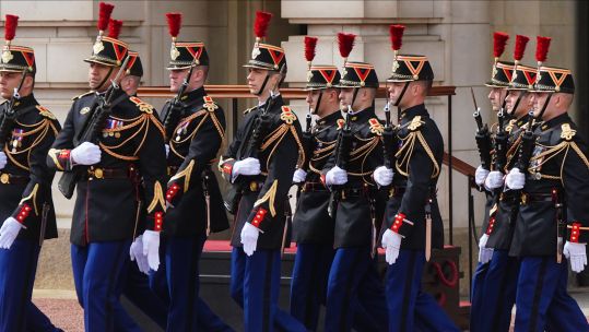 France's Gendarmerie's Garde Republicaine take part in the Changing of the Guard ceremony 08042024 NO REUSE CREDIT PA WIRE, PA IMAGES