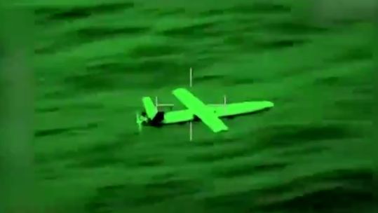 Two bursts of machine gun fire were apparently enough to destroy the UAV (Picture: French armed forces)