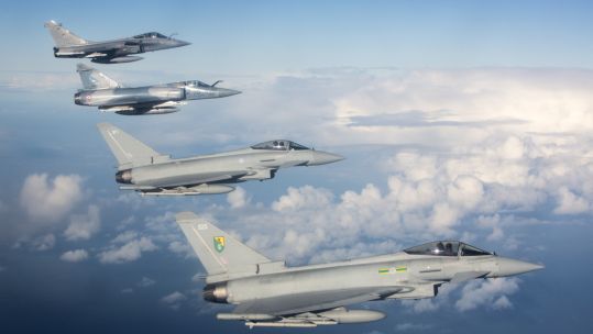French Rafale Mirage 2000 Two RAF Typhoon aircraft 151220 CREDIT MOD