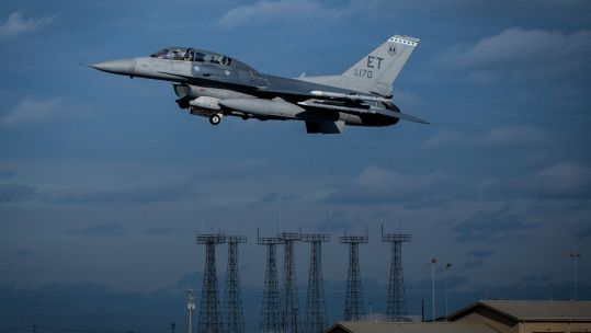 Fuel tank 96th Test Wing F-16 Fighting Falcon lifts off from the runway CREDIT US Air Force.jpg