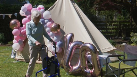 Fundraising WWII veteran Marjorie Lamb on her 100th birthday 020620 CREDIT BFBS