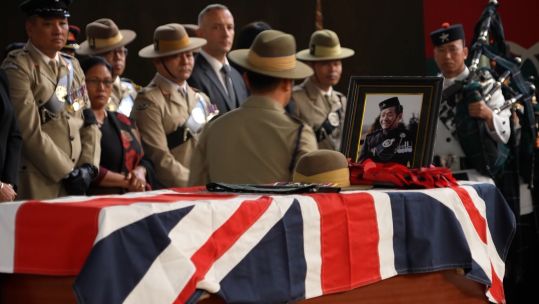  Funeral for the last remaining Gurkha recipient of Britain's Victoria Cross Captain Rambahadur Limbu