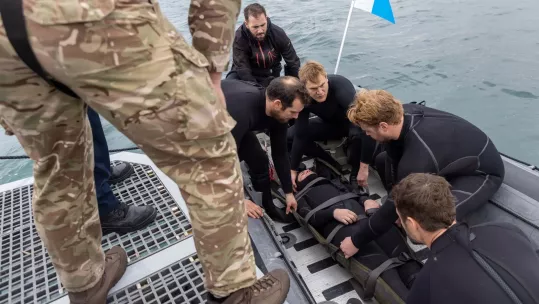 Royal Navy Gibraltar Dive Clearance Team training of Western Beach, Gibraltar