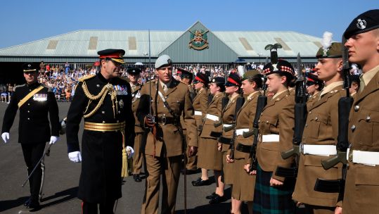 General Sir Patrick Sanders inspects the latest cohort of junior soldiers passing out at AFC Harrogate.