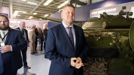 General Valeryii Zaluzhnyi made a surprise visit to Bovington to open the exhibition called Armored Warfare in the Modern World 040425 CREDIT BFBS.