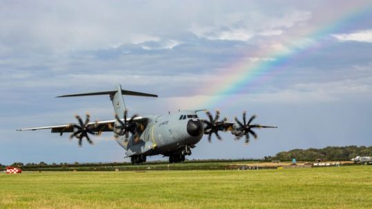 German Air Force A-400M arrives at RAF Waddington