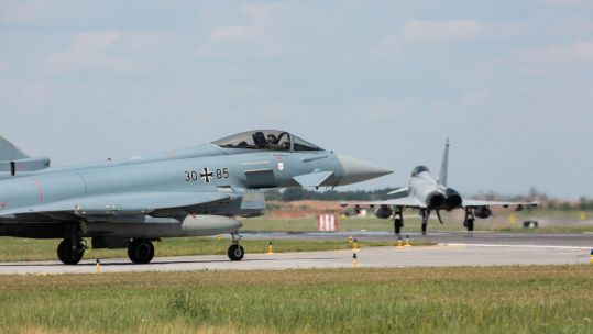 Cover image: German and RAF Typhoons during an exercise in Lithuania in July (Picture: MOD).