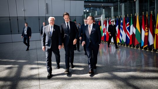 German President Frank-Walter Steinmeier at an event marking 70 years of Nato Germany's membership