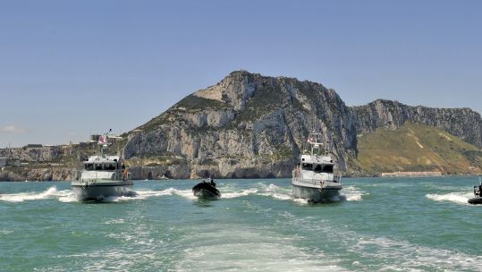Cover image: Library photo of Gibraltar Squadron fast patrol boats (Picture: MOD).