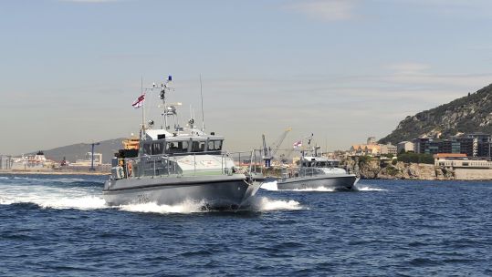 Gibraltar Patrol Boat Squadron includes HMS Scimitar, HMS Sabre and various RHIB vessels, The squadron are based within Her Majesty's Naval Base Gibraltar 250413 CREDIT MOD.jpg