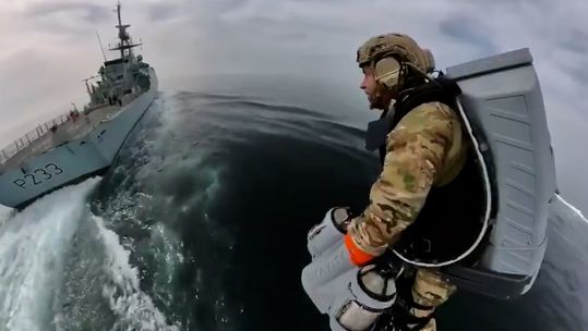 Gravity Jet Pack Trials HMS Tamar Royal Marines CREDIT ROYAL NAVY