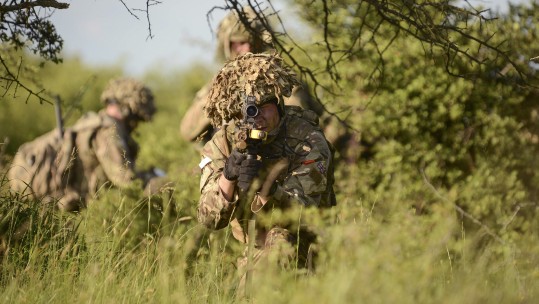 Grenadier Guards armed with SA-80's taking part in Exercise Noble Jump 17