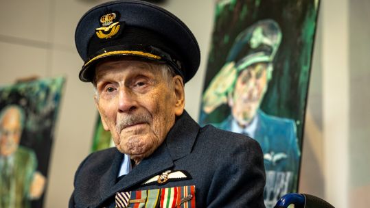Group Captain John 'Paddy' Hemingway, the last known Battle of Britain pilot, celebrating his 105th birthday at the UK Embassy in Dublin 180724 CREDIT RAF