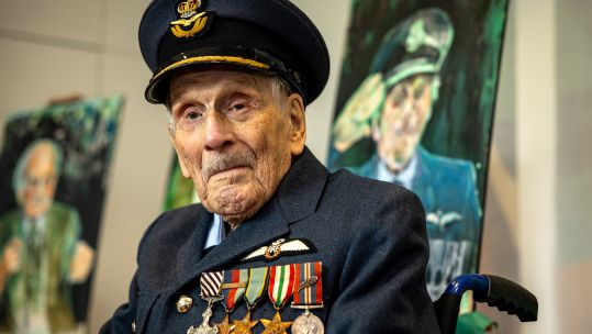 Group Captain John Paddy Hemingway celebrates 105th birthday 180325 CREDIT MOD