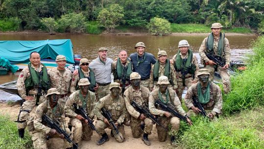 Paddy McGuinness and Freddie Flintoff and the Gurkha Boat Unit in Brunei for Top Gear
