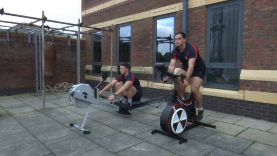 Guardsmen O’Reilly and Lewis from 1st Battalion the Irish Guards cycle and row for charity 291120 CREDIT BFBS.jpg