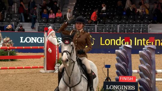 Gunner Charlotte Puddge wins Forces showjumping 2024 Credit BFBS DATE 20122024.jpg