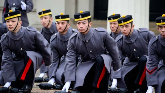 Gurkha Engineers mounting first Queen's guard at Buckingham Palace