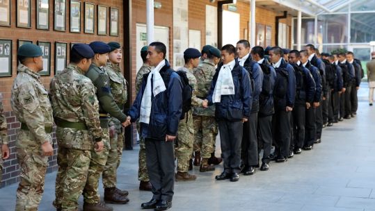 Gurkha recruits arrival Infantry Training Centre (ITC) Catterick 2 080224 CREDIT BFBS
