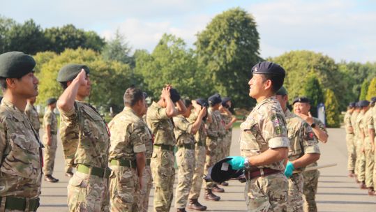 Gurkha recruits during the Gurkha cap badging ceremony at Catterick Garrison