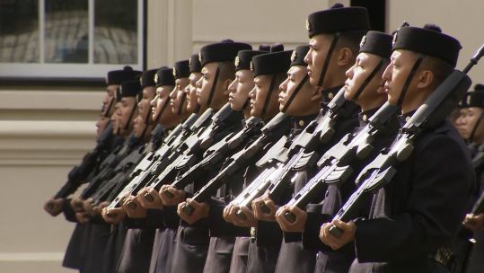 Gurkha's inspected for Royal duties, guarding the Royal Palaces, in London