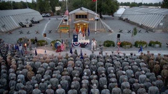 The 376th Air Expeditionary Wing holds a 9/11 Memorial Ceremony at Transit Center at Manas, Kyrgyzstan