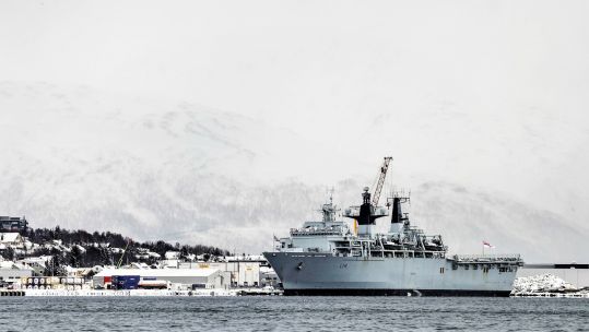 HMS Albion in Norway as part of her journey for Exercise Cold Response (Picture: Royal Navy).