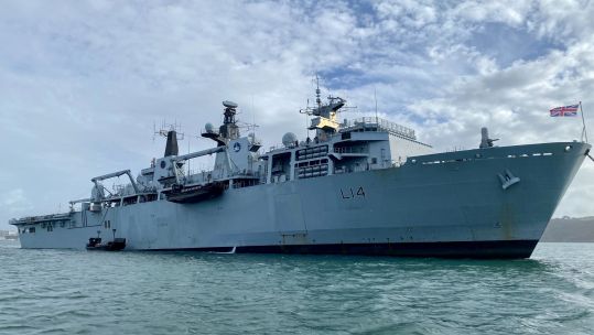 HMS Albion in Plymouth Sound during Op Achillean 060922 CREDIT BFBS